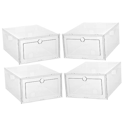 KONTONTY 4 Stück Transparente Stapelbare Schuhboxen aus Dickem Faltbare Aufbewahrungsboxen mit Deckel Geräumig und Platzsparend für Schuhe Aller Art Schuhschrank Organizer für Zuhause und KONTONTY 4 Stück Transparente Stapelbare Schuhboxen aus Dickem Faltbare Aufbewahrungsboxen mit Deckel Geräumig und Platzsparend für Schuhe Aller Art Schuhschrank Organizer für Zuhause und von KONTONTY