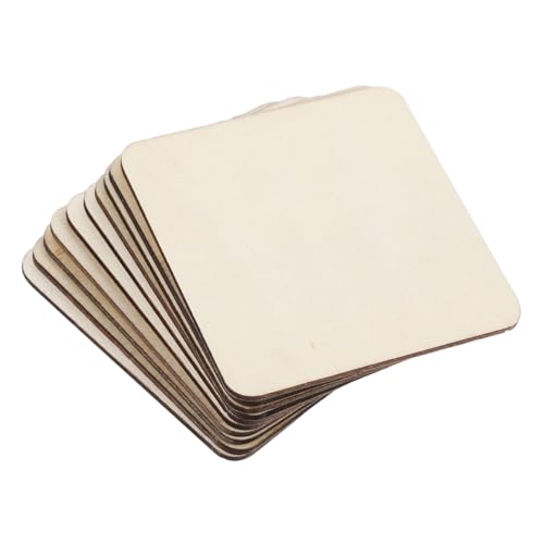 KONTONTY 40 Stück Teiliges Quadratischer Naturbelassener Holzstücke Unbehandelte Glatte Holzplatten zum Bemalen Gravieren und Basteln für Diy-projekte Untersetzer und Dekoration von KONTONTY