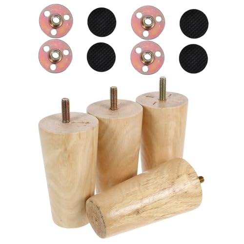 KONTONTY 4Stücke Holz Möbelbeine Verjüngte Sofafüße Massivem Holz Robuste Unterstützung für Couch Schrank und Kommode Installieren für DIY Projekte von KONTONTY