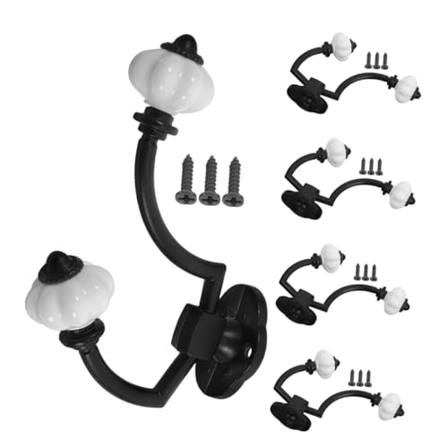 KONTONTY 5 Stück Robuste Vintage Wandhaken aus Zinklegierung Doppelte Prong Garderobenhaken Schwere Kleider Huthalter Dekorative Antike Wandhaken für Jacken Handtücher Schlüssel KONTONTY 5 Stück Robuste Vintage Wandhaken aus Zinklegierung Doppelte Prong Garderobenhaken Schwere Kleider Huthalter Dekorative Antike Wandhaken für Jacken Handtücher Schlüssel von KONTONTY
