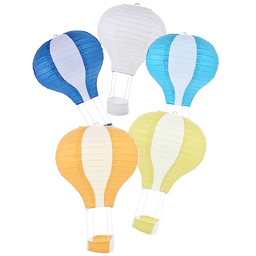 KONTONTY 5 Stück Teiliges Faltbare Papierlaternen Streifenmuster Bunte Lampions als Partydeko für Hochzeit Geburtstag und Garten Einfache Montage Vielseitige Festtagsdekoration von KONTONTY