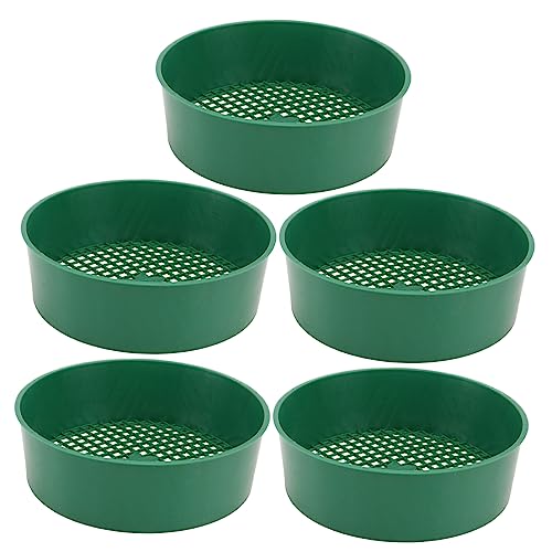 KONTONTY 5 Stück Teiliges Gartensieb aus Robustem Recyceltem Kunststoff Grün Feinmaschiges Pflanzensieb zum Filtern von Erde und Unreinheiten Langlebiges Gartenwerkzeug für Gartenliebhaber von KONTONTY