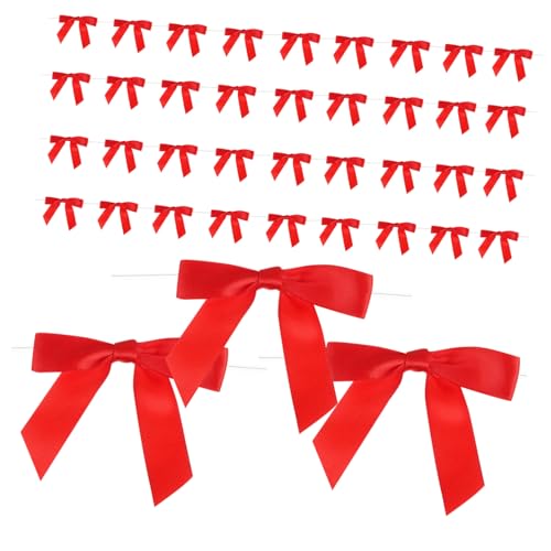 KONTONTY 50stücke Mini-rote Schleifen Zum Basteln Mit Eisendraht Und Polyester Für Geschenke Verpacken Hochzeitsdekoration Und Partyzubehör DIY-projekte Und Heimdekoration Geeignet von KONTONTY