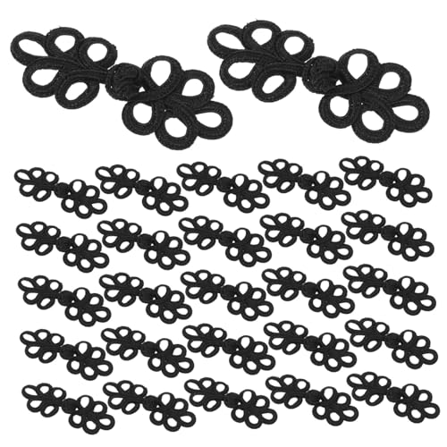 KONTONTY 50 Stück Schwarze Chinesische Knoten Froschknöpfe mit Fünfblättrigem Design Handgefertigte Traditionelle Verschlüsse für Qipao Cheongsam Anzüge Vorhänge und Diy-kostüme Stilvolle von KONTONTY