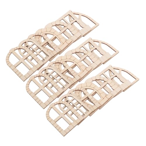 KONTONTY 50 Stück Teiliges Miniatur set Feentüren und Fenster aus Naturbelassenem Holz Vielseitig für Garten Puppenhaus und DIY dekoration Kompakt Einfach zu Montieren für Kreative von KONTONTY