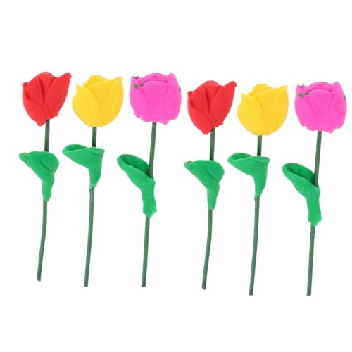 KONTONTY 6 Stück Miniatur Puppenhaus Blumen Picks Teiliges DIY Garten Dekoration Kunstblumen Arrangements für Puppenhaus Zubehör Bunte Blumendekoration für Lebendige Szenen von KONTONTY