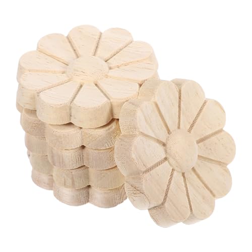 KONTONTY 6 Stück Teiliges Holz Geschnitzte Runde Onlay Applikationen aus Massivem Holz mit Dreidimensionaler Reliefverzierung Unbemalt Geeignet für Möbel Schränke Kommoden und von KONTONTY