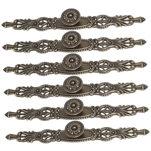 KONTONTY 6 Stück Vintage Schrankgriffe aus Robustem Zinklegierung Antike Küchenmöbel Griffe Längliche Retro Türgriffe für Schränke Kommoden Kleiderschränke Komfortabler Griff von KONTONTY