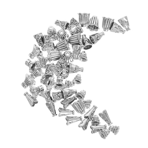 KONTONTY 60 Stück Blumen Abstandshalterperlen Silberfarbene Metall Blumen Perlenkappen Metall Perlenkappen Für DIY Schmuckzubehör Legierung von KONTONTY