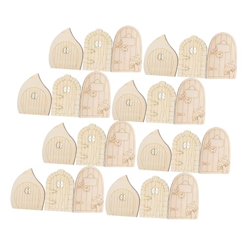 KONTONTY 60 Stück Teiliges Holz-gartentüren Mini-elfen-türen DIY Bastelset Unlackiert Naturholz Kreative Miniatur Fenster für Wand Dekoration Zuhause Party Beige von KONTONTY