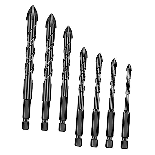 KONTONTY 7 Stück Teiliges Hartmetall bohrerset mit Spiralschaft Design Lochöffner für Fliesen Glas Keramik Holz Baustoff Bohrergrößen Kompatibel mit Hand Elektrowerkzeugen KONTONTY 7 Stück Teiliges Hartmetall bohrerset mit Spiralschaft Design Lochöffner für Fliesen Glas Keramik Holz Baustoff Bohrergrößen Kompatibel mit Hand Elektrowerkzeugen von KONTONTY
