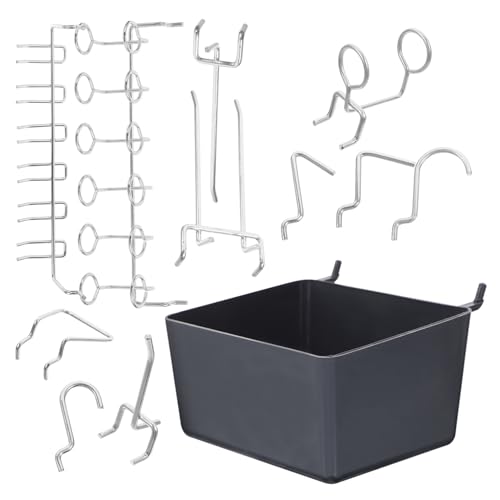 KONTONTY 80 Stück Teiliges Pegboard Haken Set mit Zubehör für und Garage Robust und Langlebig Einfache Installation für Werkzeugorganisation von KONTONTY