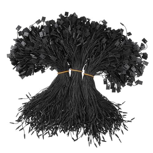 KONTONTY 950 Stück Schwarze Nylon Tag Schnur mit Snap Lock Pin Loop Fastener Kunststoff Hängeschnur für Etiketten Leicht und Langlebig von KONTONTY