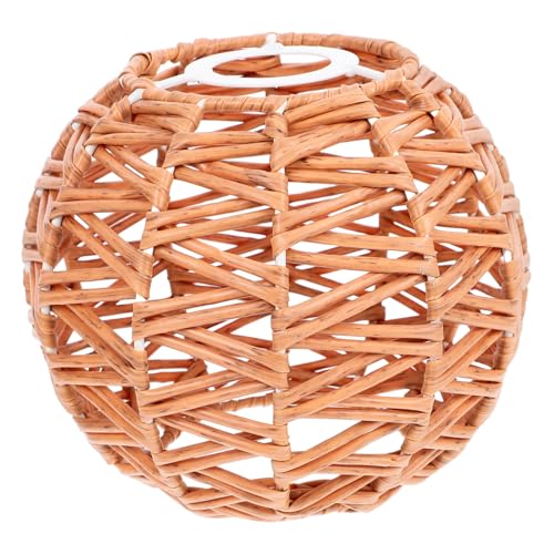 KONTONTY Boho Gewobener Lampenschirm aus Kunststoff Imitationsrattan Vintage Deckenleuchte Ersatzschirm Vielseitig für Esszimmer Wohnzimmer und Flur Installieren Natürlicher Landhausstil von KONTONTY
