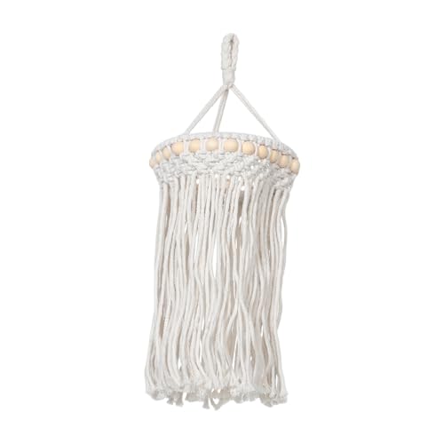 KONTONTY Boho Makramee Lampenschirm Handgewebt mit Quasten Deckenlampe für Wohnzimmer Schlafzimmer Boho Homedecor Vielseitig Einsetzbar Einfache Montage Stilvolle Pendelleuchte von KONTONTY