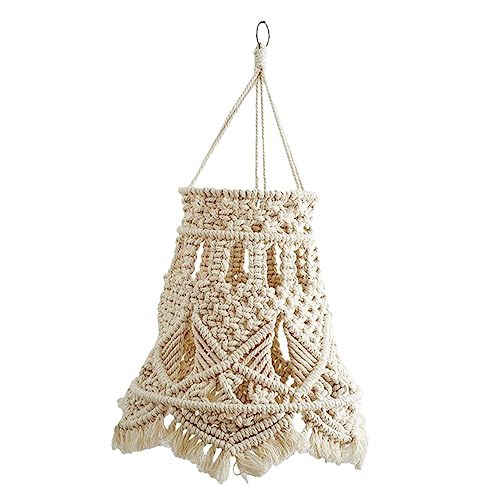 KONTONTY Boho Makramee Lampenschirm aus Handgewebter Deckenlampen Schirm Stabile Struktur Minimalistisches Design Geeignet für Wohnzimmer Hotel und Esszimmer Dekoration von KONTONTY
