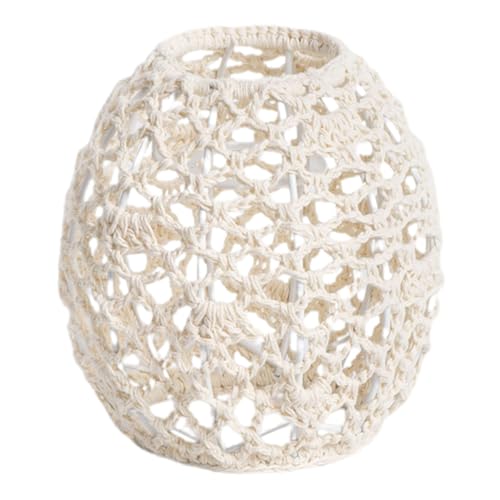 KONTONTY Boho Stil Tischlampenschirm Handgewebt aus Baumwollseil Rustikaler Lampenschirm für Pendelleuchte und Stehlampe Dekorativ und Vielseitig für Wohnzimmer Esszimmer Badezimmer von KONTONTY