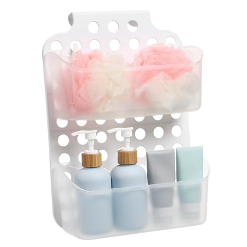 KONTONTY Duschkorb ohne Bohren Wandmontage Badregal Doppelstöckig Ablagekorb für Shampoo Seife Handtücher Multifunktional Organizer für Bad Küche Büro Weiß KONTONTY Duschkorb ohne Bohren Wandmontage Badregal Doppelstöckig Ablagekorb für Shampoo Seife Handtücher Multifunktional Organizer für Bad Küche Büro Weiß von KONTONTY