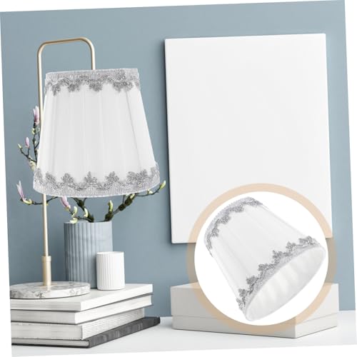 KONTONTY Europäischer Lampenschirm aus Robustem Stoff Weiß mit Silbernem Glanz Vielseitig für Deckenlampen Wandleuchten und Nachttischlampen Langlebig und Praktisch für Wohnzimmer und von KONTONTY