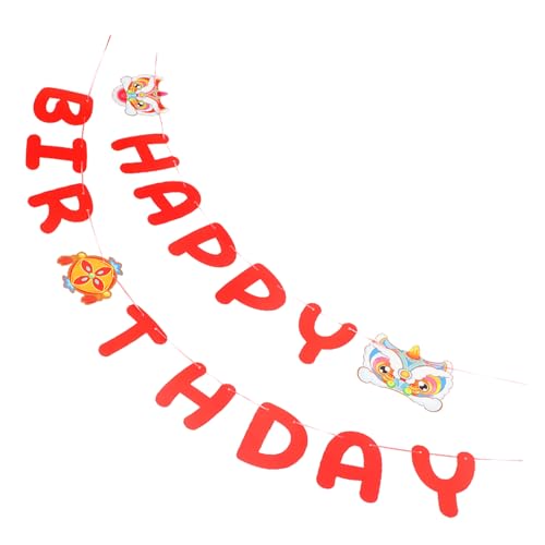 KONTONTY Geburtstagsbanner Erste Party Dekoration Chinesischer Stil Rote Löwentanz Girlande für Festliche Partydeko Vielseitig Einsetzbar von KONTONTY