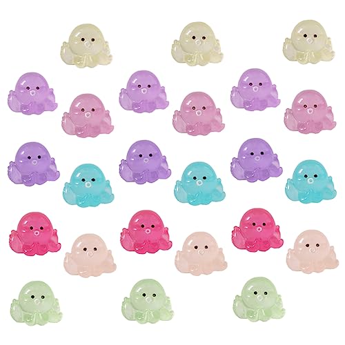 KONTONTY Glow in Dark Octopus 24pcs Garden Colorful Luminous Sunny Day Doll Pendant Topfdekoration Ornamente 24pcs Mini Tiere Fisch Tank Ornamente Kuchen Topper Dekorationen Harz von KONTONTY