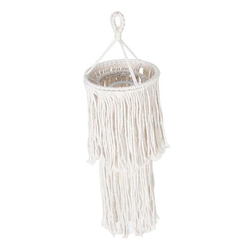 KONTONTY Handgefertigter Makramee Lampenschirm aus Baumwollseil Boho Stil Deckenleuchte Stilvolle Hängelampe für Wohnzimmer und Einfache Montage Nordisches Design von KONTONTY