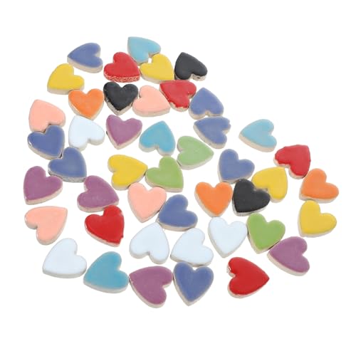 KONTONTY Herzförmige Keramik Mosaikfliesen Diy Bastelset für Kreative Dekoration Mehrfarbige Accessoires für Blumenvasen Bilderrahmen und Mehr von KONTONTY
