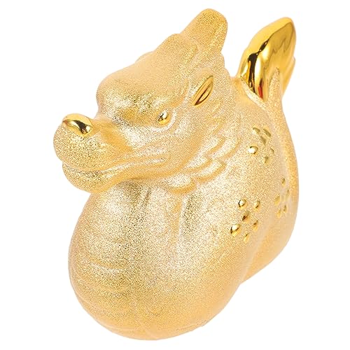 KONTONTY Keramik Drachenfigur Desktop Dekoration mit Glänzender Oberfläche Handgefertigte Chinesische Feng Shui Skulptur als Glücksbringer für Wohn und Arbeitszimmer Dekoratives von KONTONTY