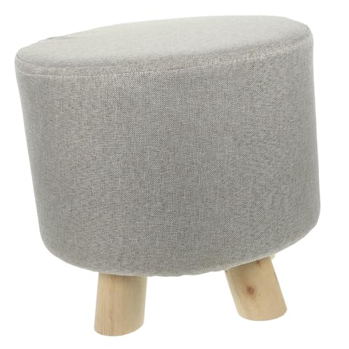 KONTONTY Kleiner Holz hocker mit Stoffbezug Vielseitiger Sitzhocker für Wohnzimmer und Schuhwechsel Stabiler Runder Polsterhocker Leichter Tragbarer Wohnzimmertritt von KONTONTY