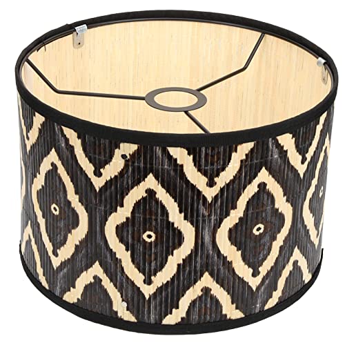 KONTONTY Lampenschirm aus Zimmerlampe handgewebt dekorativ Schlafzimmer hängender Lampenschirm Beige Lampenschirme aus für Deckenleuchten Lampenschirme Decke Metall Schwarz von KONTONTY