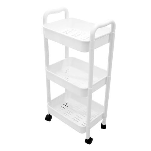 KONTONTY Multifunktionale Rollwagen Mit Griff Stabiler Küchenwagen Aus Pp Für Büro Küche Und Badezimmer Dreischichtiger Platzsparender Mobiler Aufbewahrungstrolley Mit Rädern von KONTONTY