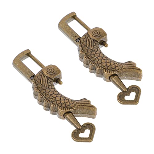 KONTONTY Vintage Vorhängeschlösser Set 2 Stück Mini Retro Schlösser Dekorative Vorhängeschlösser Koffer Mini Riegel KONTONTY Vintage Vorhängeschlösser Set 2 Stück Mini Retro Schlösser Dekorative Vorhängeschlösser Koffer Mini Riegel von KONTONTY