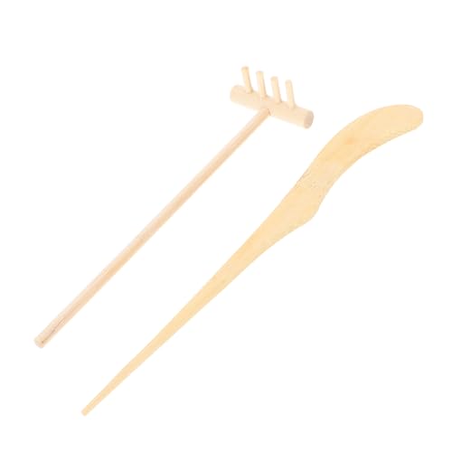 KONTONTY Mini Zen Garten Rechen aus Holz Teiliges Meditation Zubehör mit Harke und Bambusnadel Leichtes DIY Werkzeug für Garten Büro und Entspannung Langlebig und Wiederverwendbar von KONTONTY