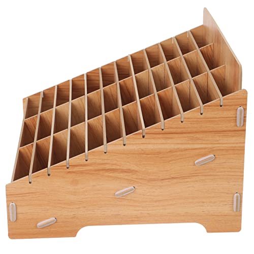 KONTONTY Multifunktionale Holz Aufbewahrungsbox Fächer für Schreibtisch Smartphone Organizer für Büro und Schule Natürliche Holzoptik Stabile Desktop Handyhalterung zur Ordentlichen von KONTONTY
