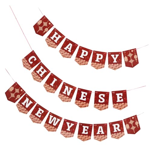 KONTONTY Neujahrsbanner Chinesisches Neujahrsdeko Partydeko Handlich für Wand Fenster Kamin Festliche Atmosphäre von KONTONTY