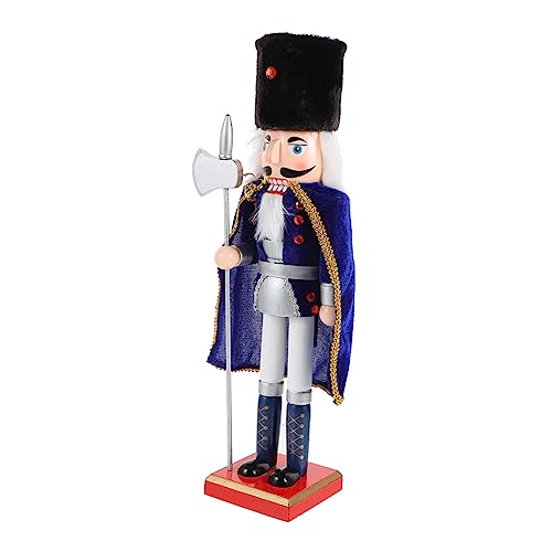 KONTONTY Nutcracker Figur mit Blauem Mantel Stilvolle Weihnachtsdeko für Desktop und Büro Umweltfreundlich Lackiert Festliche Tischdekoration für Weihnachten von KONTONTY