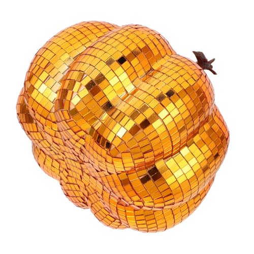 KONTONTY Reflektierender Disco Kürbis Glänzende Glas Deko für Halloween und Erntedankfest Funkelndes Herbst Bauernhaus Ornament Wiederverwendbarer Tischmittelpunkt für Festliche Stimmung von KONTONTY