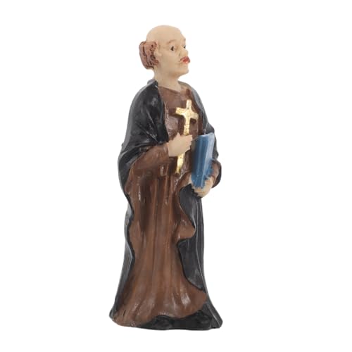 KONTONTY Resin Priester Statue Miniatur Skulptur Religiöse Dekoration für Zuhause Schreibtisch Bonsai Psychologische Sandwanne Sammlerobjekt Einzigartige Katholische Figur von KONTONTY