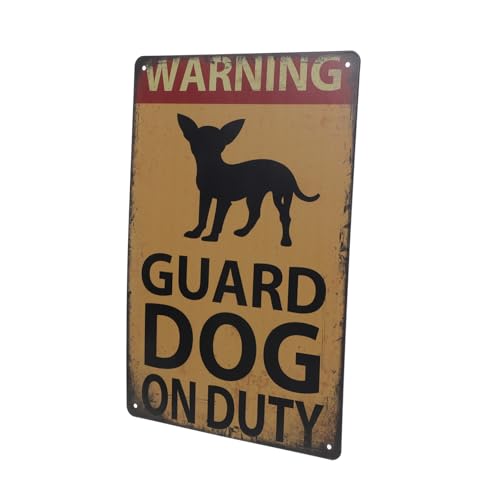 KONTONTY Retro -logo -zeichen Vorsicht Vor Hundeaufkleber Hundeschilder Für Den Garten Schilder Für Wachhunde Aus Metall Hundewarnschilder Aus Metall Warnschild Hund Weißblech Orange von KONTONTY
