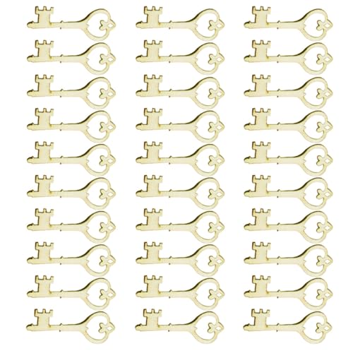 KONTONTY Holzschlüssel Ornament 30 Stück Selbstgemacht Holzscheiben Für Basteln Glatte Oberfläche Handwerk Dekoration Für Wände Und Fenster Für Kreative Projekte von KONTONTY