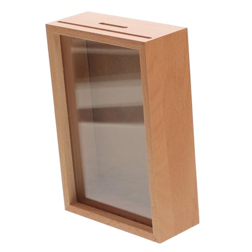 KONTONTY Spardose mit Fenster und Foto Rahmen Holzspardose für Geldbox zur des Sparens Wohnzimmer Schlafzimmer und Büro von KONTONTY