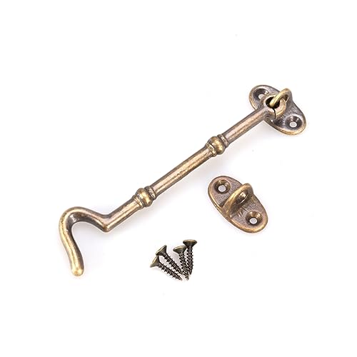 KONTONTY Vintage Cabin Hook aus Massivem Poliertem Messing in Antik Bronze Robustes Fenster und Türscharnier Einfache Montage Dekorativer Haltehaken für Türen Schränke Scheunen und von KONTONTY