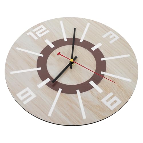 KONTONTY Vintage-wanduhr Geräuschlos Rund Aus Holz Zum Aufhängen Kreative Wanduhr Im Bauernhaus-Stil Mit Holzmaserung Für Heimbüros Schuldekorationen von KONTONTY