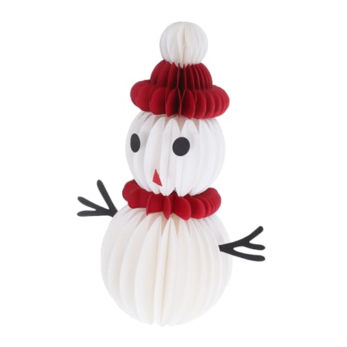 KONTONTY Weihnachts-schneemann Deko Papier-honigwaben Figur Stabiles Leichtes Design Wiederverwendbar Festlicher Tischmittelpunkt für Indoor-Party und Gemütliche Weihnachtsatmosphäre von KONTONTY