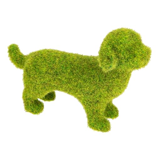KONTONTY gartenbeflockung Dekoration Moos-Welpenfigur Glückstier Sammlerstück künstliches Moostier Beflockungshundeskulptur Animal Figures gartenfigur gartendeko Tierskulptur Tierornament von KONTONTY