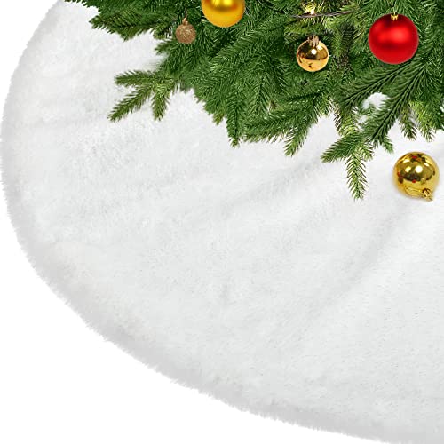 KONVINIT Weihnachtsbaumdecke Weiß Plüsch Christmasbaumdecke Glitzer Kunstfell Weihnachtsbaumteppich Rund Weihnachtsbaum Rock Tannenbaum Decke,78cm/90cm/122cm von KONVINIT