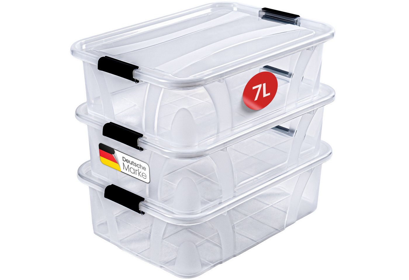 KONZEPT Aufbewahrungsbox mit Deckel groß Set BPA Frei Kunststoff, Aufbewahrungsboxen mit deckel (Set, 3 Boxen), lebensmittelecht von KONZEPT