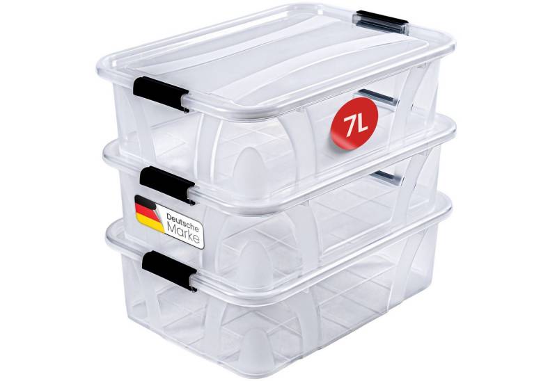 KONZEPT Aufbewahrungsbox mit Deckel groß Set BPA Frei Kunststoff, Aufbewahrungsboxen mit deckel (Set, 3 Boxen), lebensmittelecht von KONZEPT