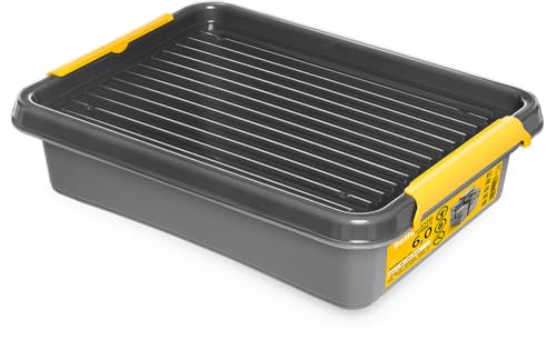 KONZEPT Aufbewahrungsbox mit Deckel 6 L – inkl. beschriftbaren Etiketten, aus hochwertigem Kunststoff, stapelbar und stabilen Verschlussclips, ideal für Keller, Werkstatt, Garage KONZEPT Aufbewahrungsbox mit Deckel 6 L – inkl. beschriftbaren Etiketten, aus hochwertigem Kunststoff, stapelbar und stabilen Verschlussclips, ideal für Keller, Werkstatt, Garage von KONZEPT