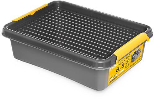 KONZEPT Aufbewahrungsbox mit Deckel 8 L – inkl. beschriftbaren Etiketten, aus hochwertigem Kunststoff, stapelbar und stabilen Verschlussclips, ideal für Keller, Werkstatt, Garage KONZEPT Aufbewahrungsbox mit Deckel 8 L – inkl. beschriftbaren Etiketten, aus hochwertigem Kunststoff, stapelbar und stabilen Verschlussclips, ideal für Keller, Werkstatt, Garage von KONZEPT
